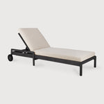 Jack outdoor adjustable lounger - varnished teak - black - Natural fabric White Cliff Studio Outdoor Chaise