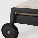 Jack outdoor adjustable lounger - varnished teak - black - Natural fabric White Cliff Studio Outdoor Chaise