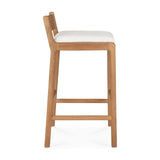 Jack outdoor bar stool - teak - Off White fabric White Cliff Studio Outdoor Bar Stool