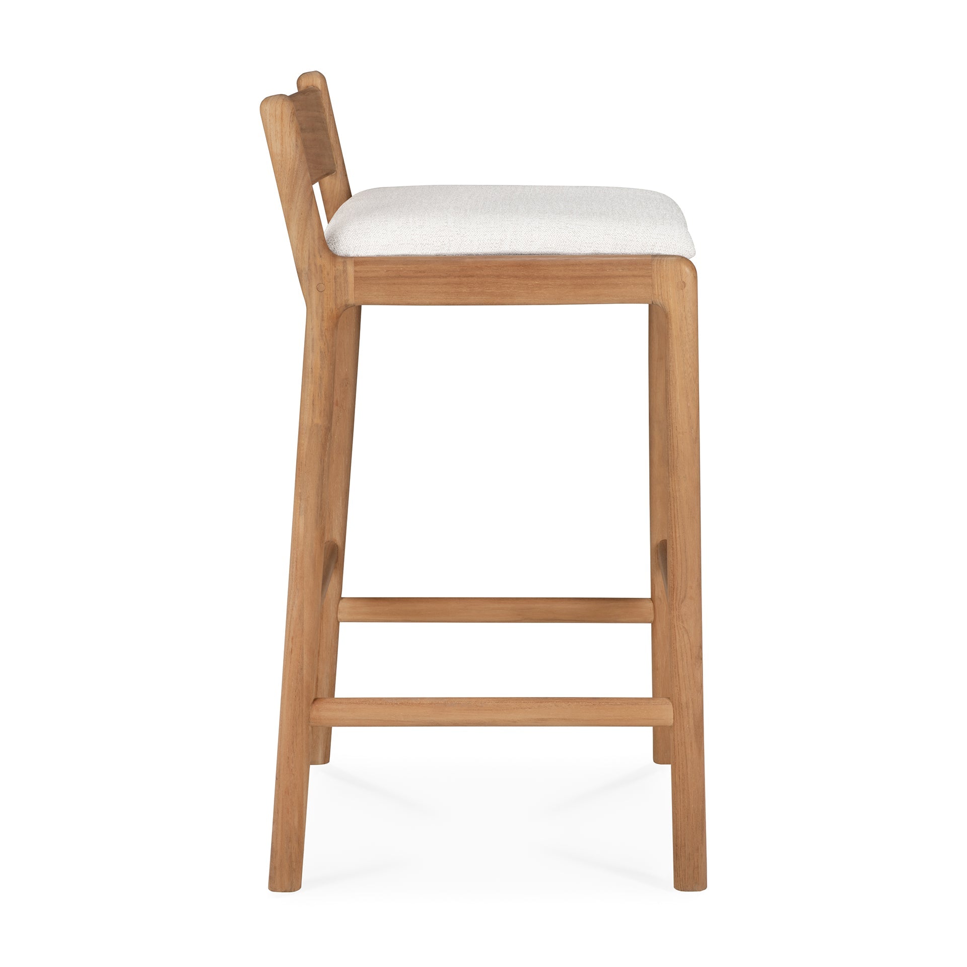 Jack outdoor bar stool - teak - Off White fabric White Cliff Studio Outdoor Bar Stool