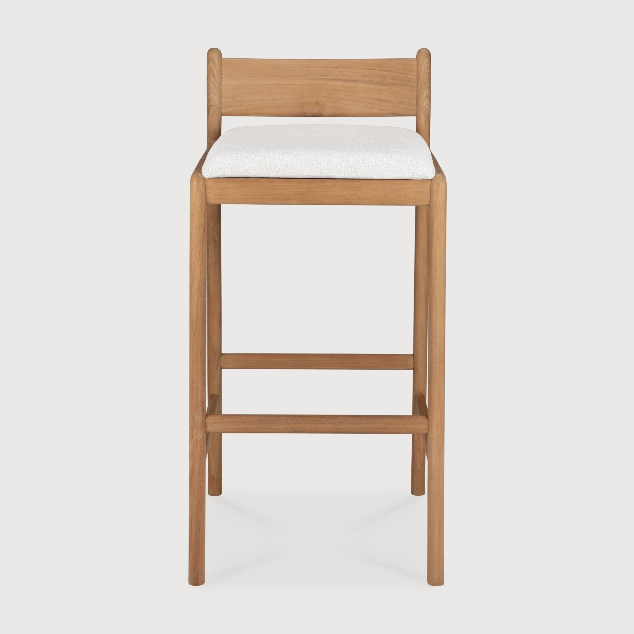 Jack outdoor bar stool - teak - Off White fabric White Cliff Studio Outdoor Bar Stool