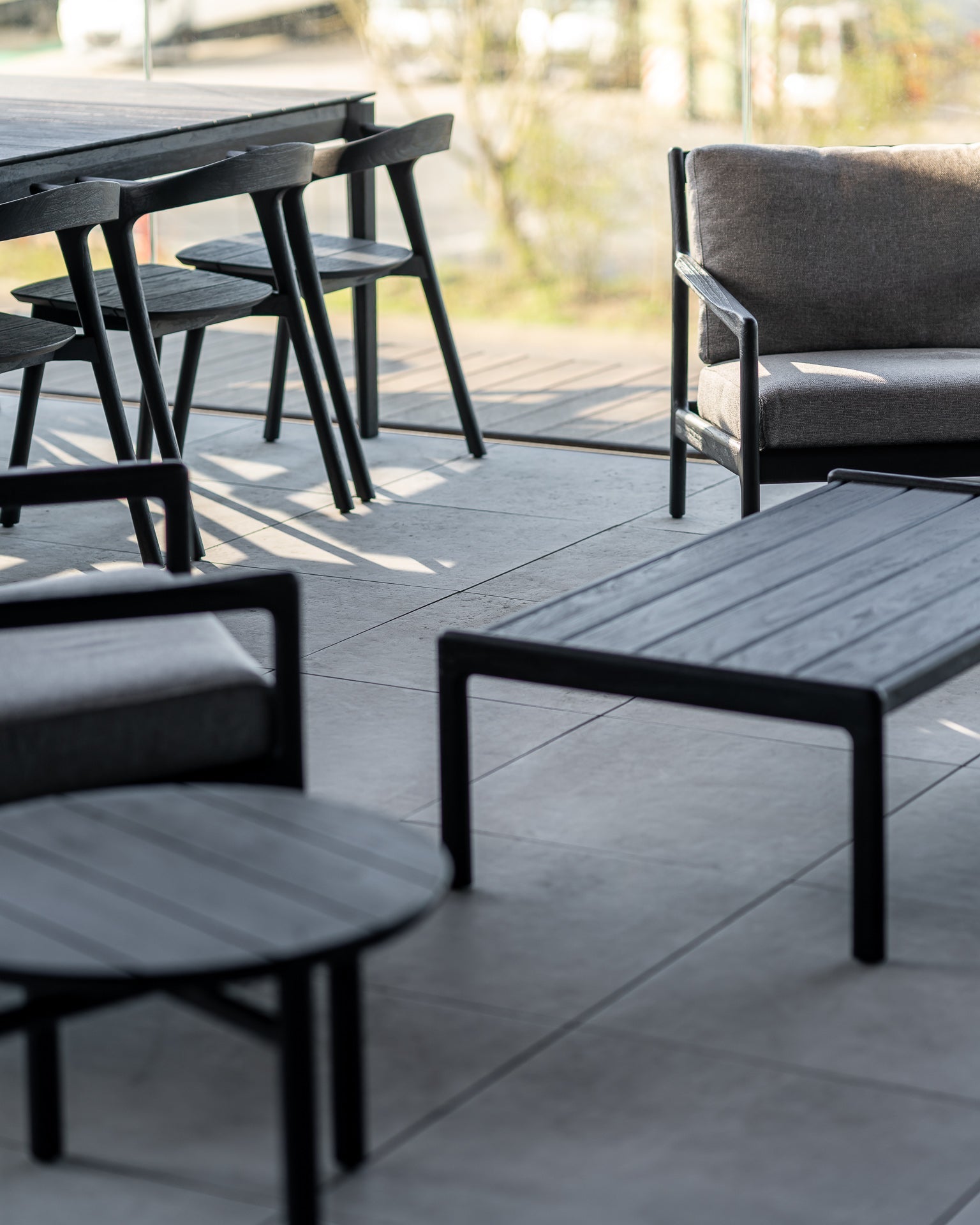 Jack outdoor coffee table - varnished teak - black - rectangular White Cliff Studio Outdoor Coffee Table