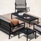 Jack outdoor coffee table - varnished teak - black - rectangular White Cliff Studio Outdoor Coffee Table