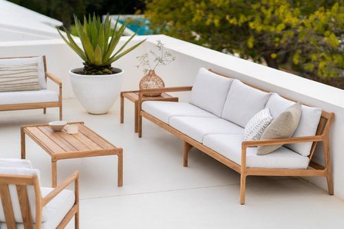 Jack outdoor coffee table - varnished teak - black - rectangular White Cliff Studio Outdoor Coffee Table