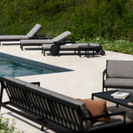 Jack outdoor coffee table - varnished teak - black - rectangular White Cliff Studio Outdoor Coffee Table