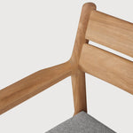 Jack outdoor dining chair - teak - Mocha fabric - with arms White Cliff Studio Outdoor Dining Chair