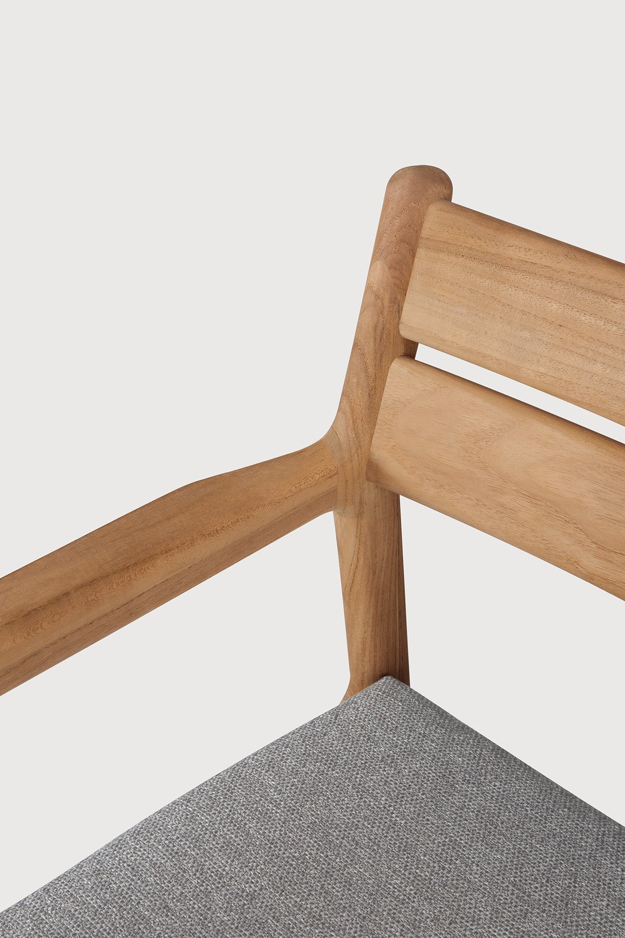 Jack outdoor dining chair - teak - Mocha fabric - with arms White Cliff Studio Outdoor Dining Chair