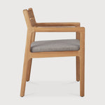 Jack outdoor dining chair - teak - Mocha fabric - with arms White Cliff Studio Outdoor Dining Chair