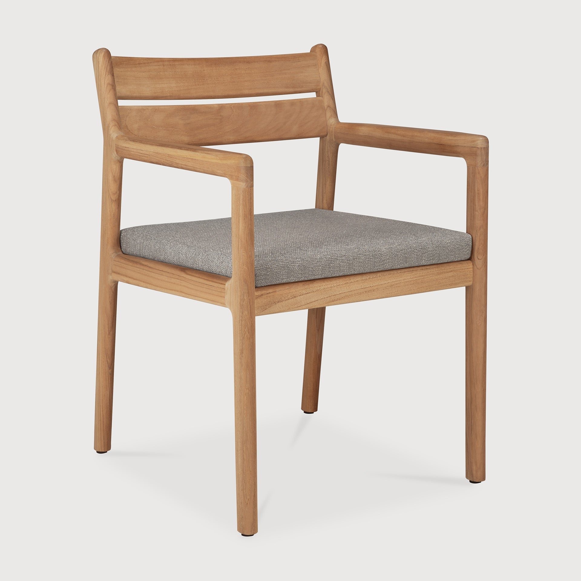 Jack outdoor dining chair - teak - Mocha fabric - with arms White Cliff Studio Outdoor Dining Chair