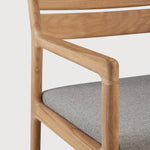 Jack outdoor dining chair - teak - Mocha fabric - with arms White Cliff Studio Outdoor Dining Chair