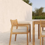 Jack outdoor dining chair - teak - Natural fabric - with arms White Cliff Studio Outdoor Dining Chair