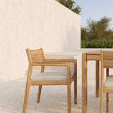 Jack outdoor dining chair - teak - Natural fabric - with arms White Cliff Studio Outdoor Dining Chair