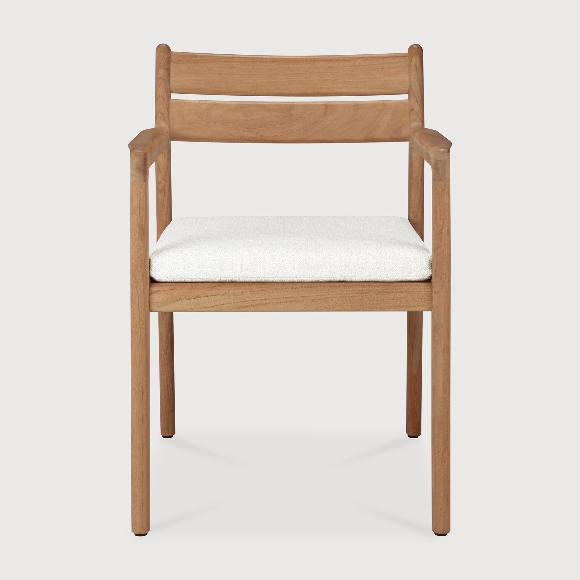 Jack outdoor dining chair - teak - Off White fabric - with arms White Cliff Studio Outdoor Dining Chair