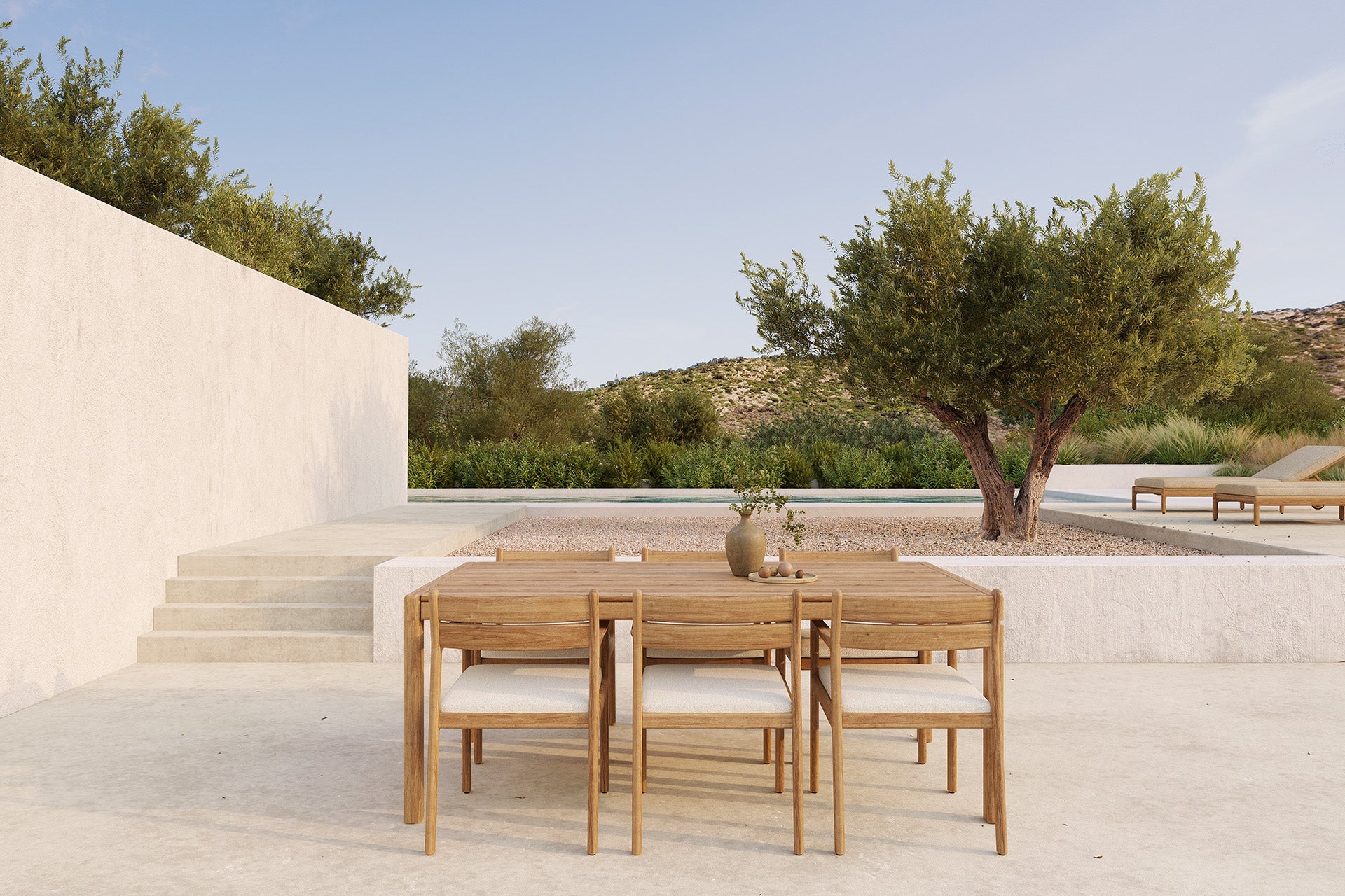 Jack outdoor dining table - teak - rectangular White Cliff Studio Outdoor Dining Table