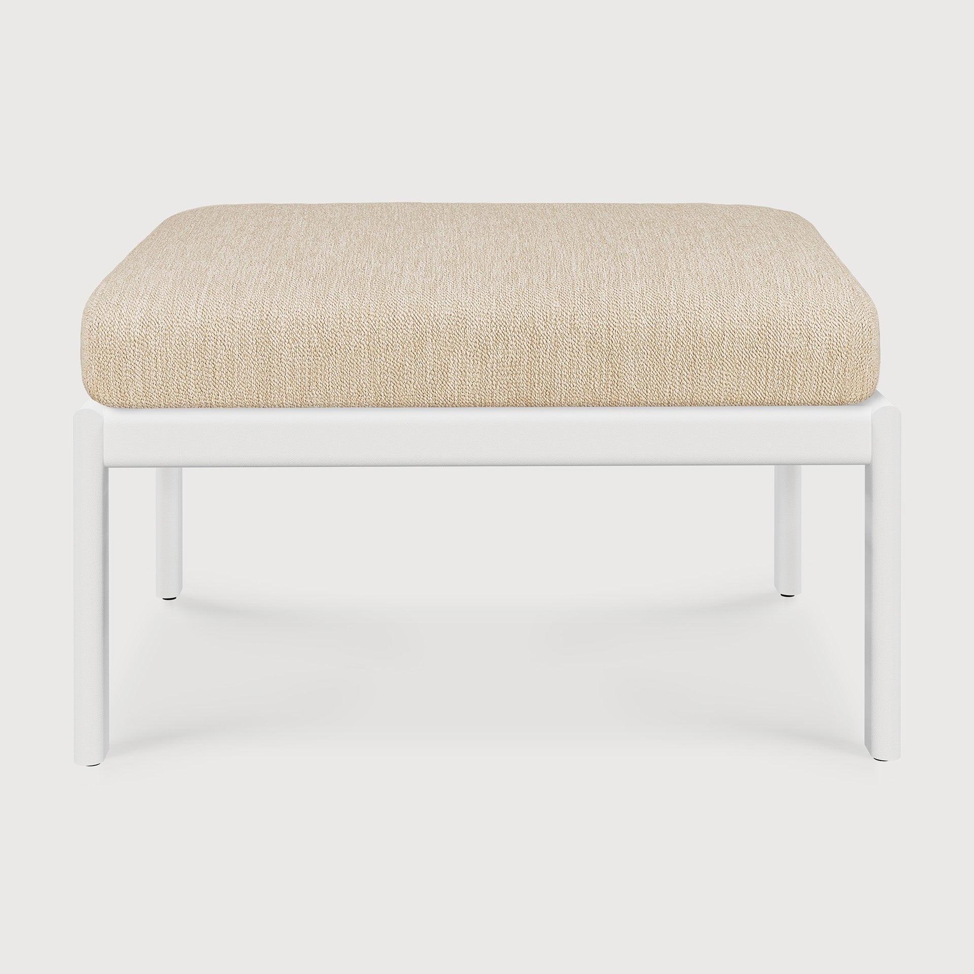 Jack outdoor footstool - aluminium - white - Natural fabric White Cliff Studio Outdoor Ottoman