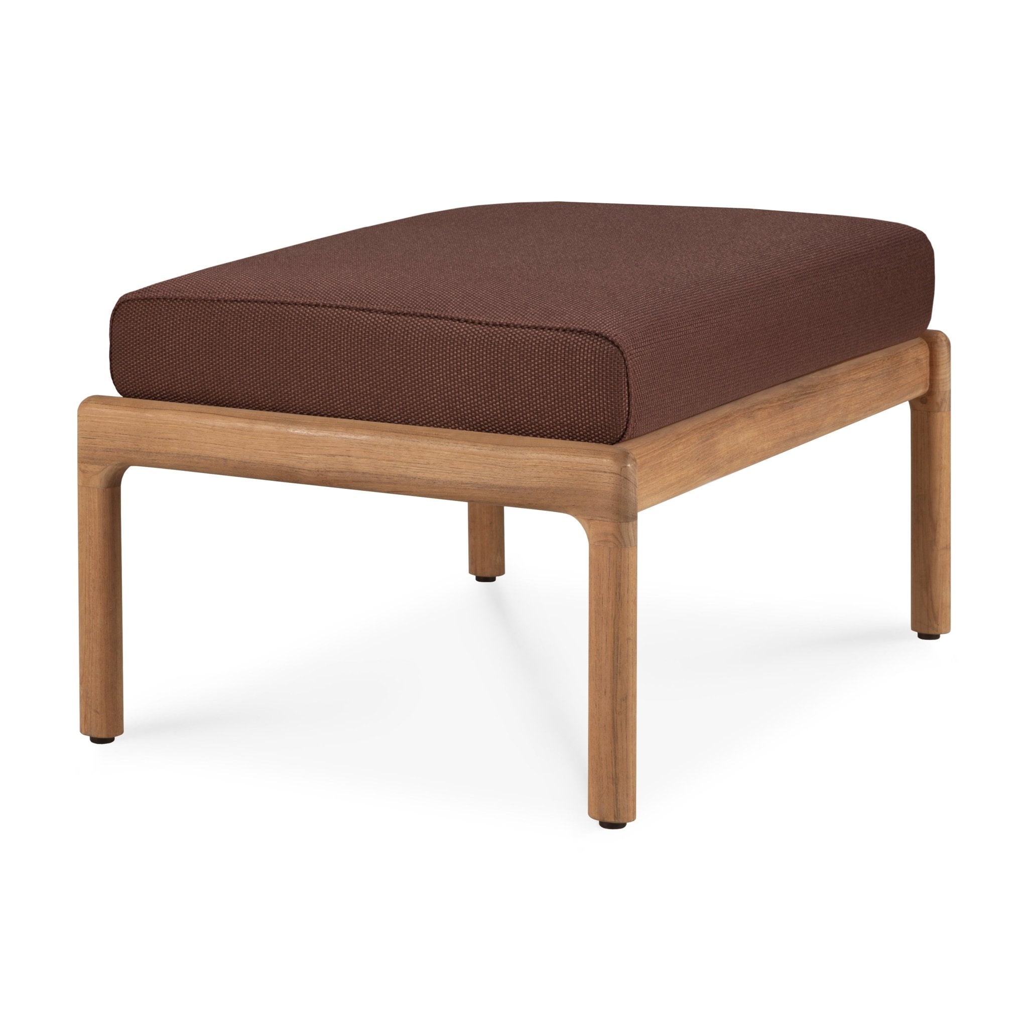 Jack outdoor footstool - teak - Burgundy fabric White Cliff Studio Outdoor Ottoman