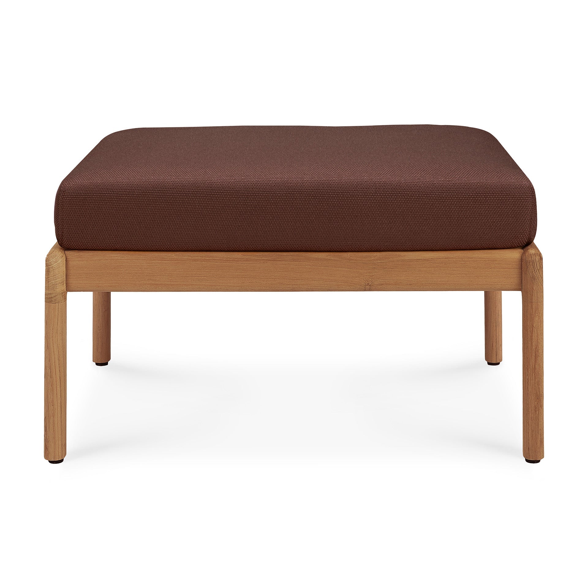 Jack outdoor footstool - teak - Burgundy fabric White Cliff Studio Outdoor Ottoman