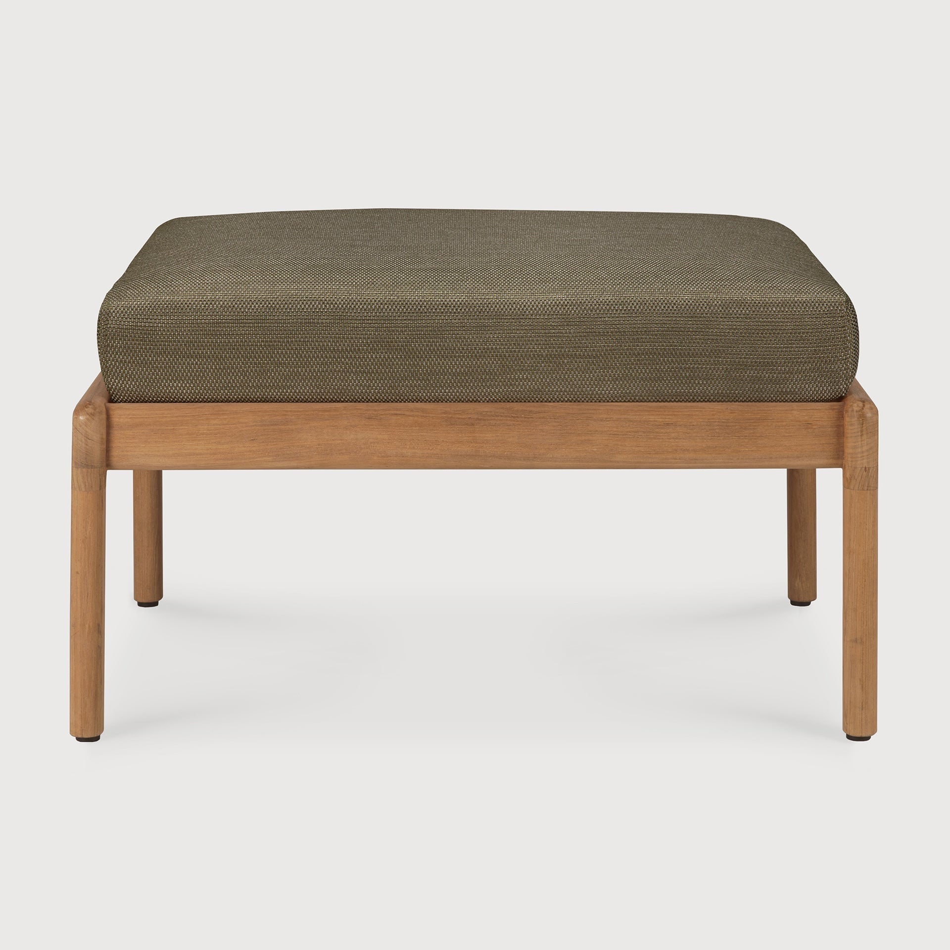 Jack outdoor footstool - teak - Green fabric White Cliff Studio Outdoor Ottoman