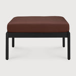 Jack outdoor footstool - varnished teak - black - Burgundy fabric White Cliff Studio Outdoor Ottoman