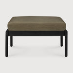 Jack outdoor footstool - varnished teak - black - Green fabric White Cliff Studio Outdoor Ottoman
