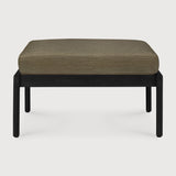 Jack outdoor footstool - varnished teak - black - Green fabric White Cliff Studio Outdoor Ottoman