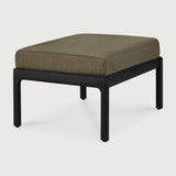 Jack outdoor footstool - varnished teak - black - Green fabric White Cliff Studio Outdoor Ottoman
