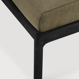 Jack outdoor footstool - varnished teak - black - Green fabric White Cliff Studio Outdoor Ottoman