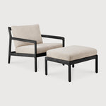 Jack outdoor footstool - varnished teak - black - Natural fabric White Cliff Studio Outdoor Ottoman