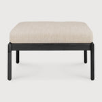 Jack outdoor footstool - varnished teak - black - Natural fabric White Cliff Studio Outdoor Ottoman