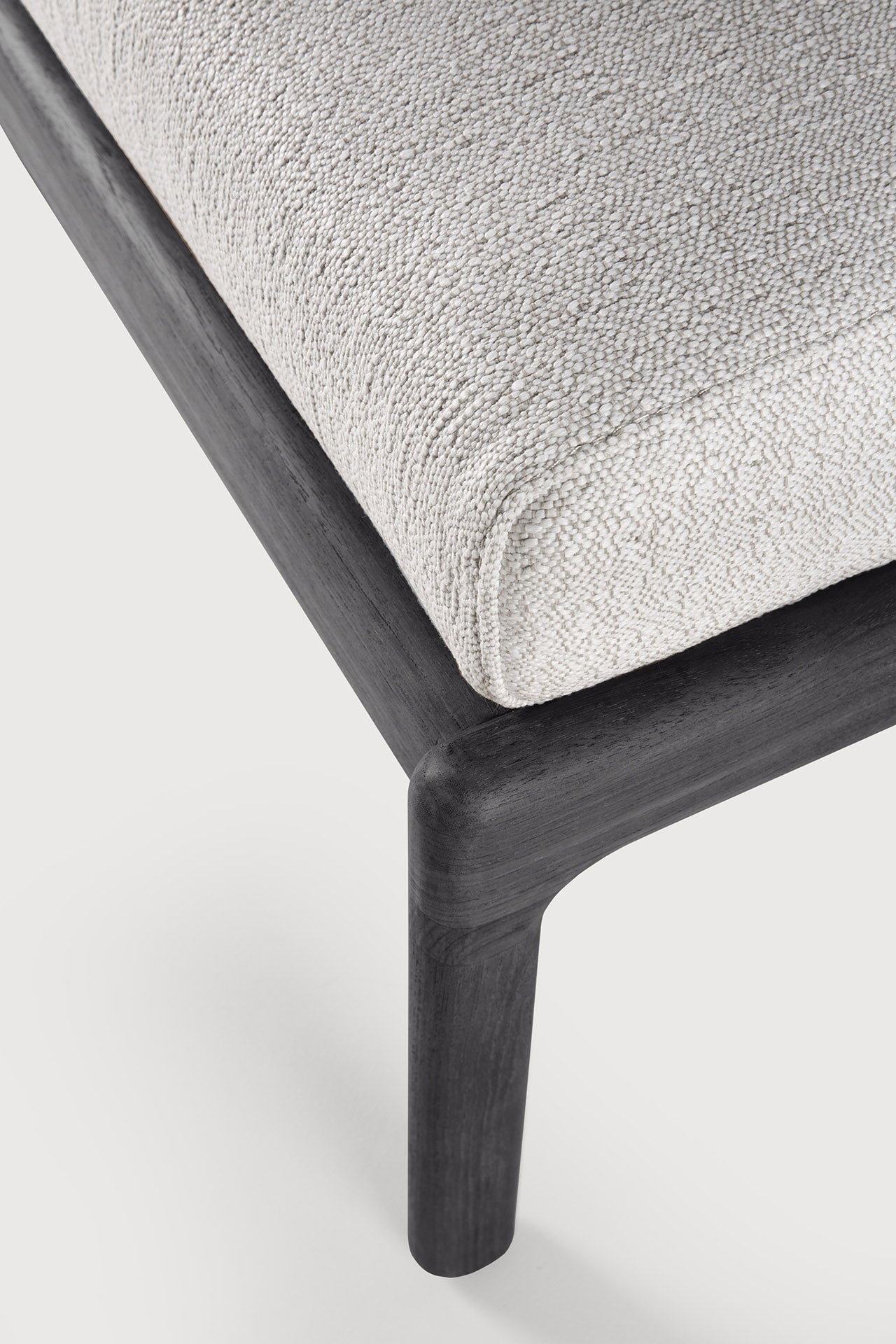 Jack outdoor footstool - varnished teak - black - Off White fabric White Cliff Studio Outdoor Ottoman