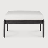 Jack outdoor footstool - varnished teak - black - Off White fabric White Cliff Studio Outdoor Ottoman