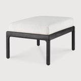 Jack outdoor footstool - varnished teak - black - Off White fabric White Cliff Studio Outdoor Ottoman