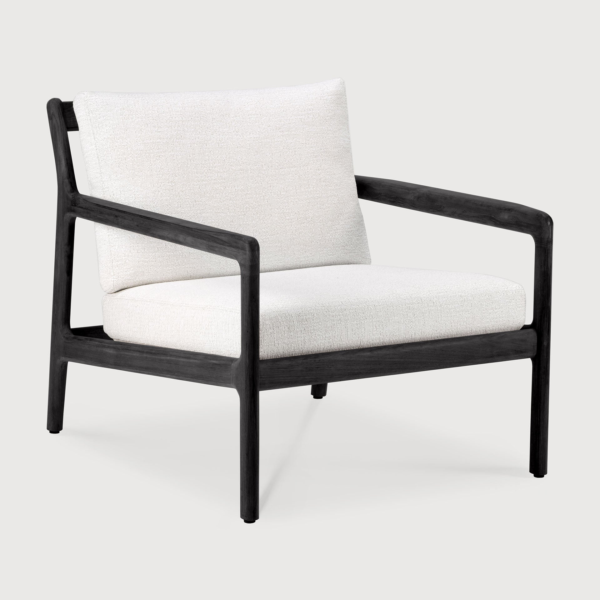 Jack outdoor lounge chair - varnished teak - black - Off White fabric White Cliff Studio Outdoor Lounge Chair