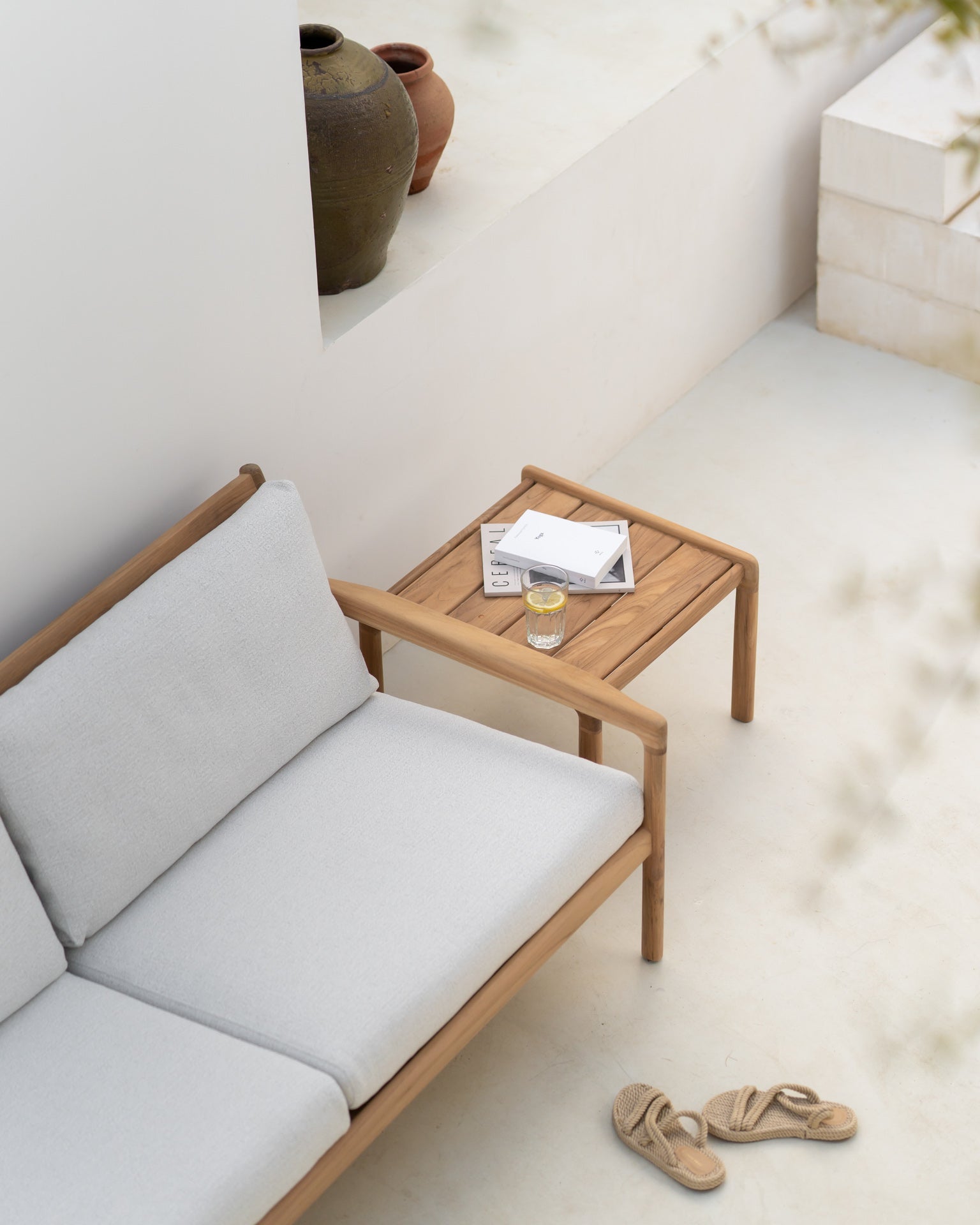 Jack outdoor side table - teak - square White Cliff Studio Outdoor Side Table