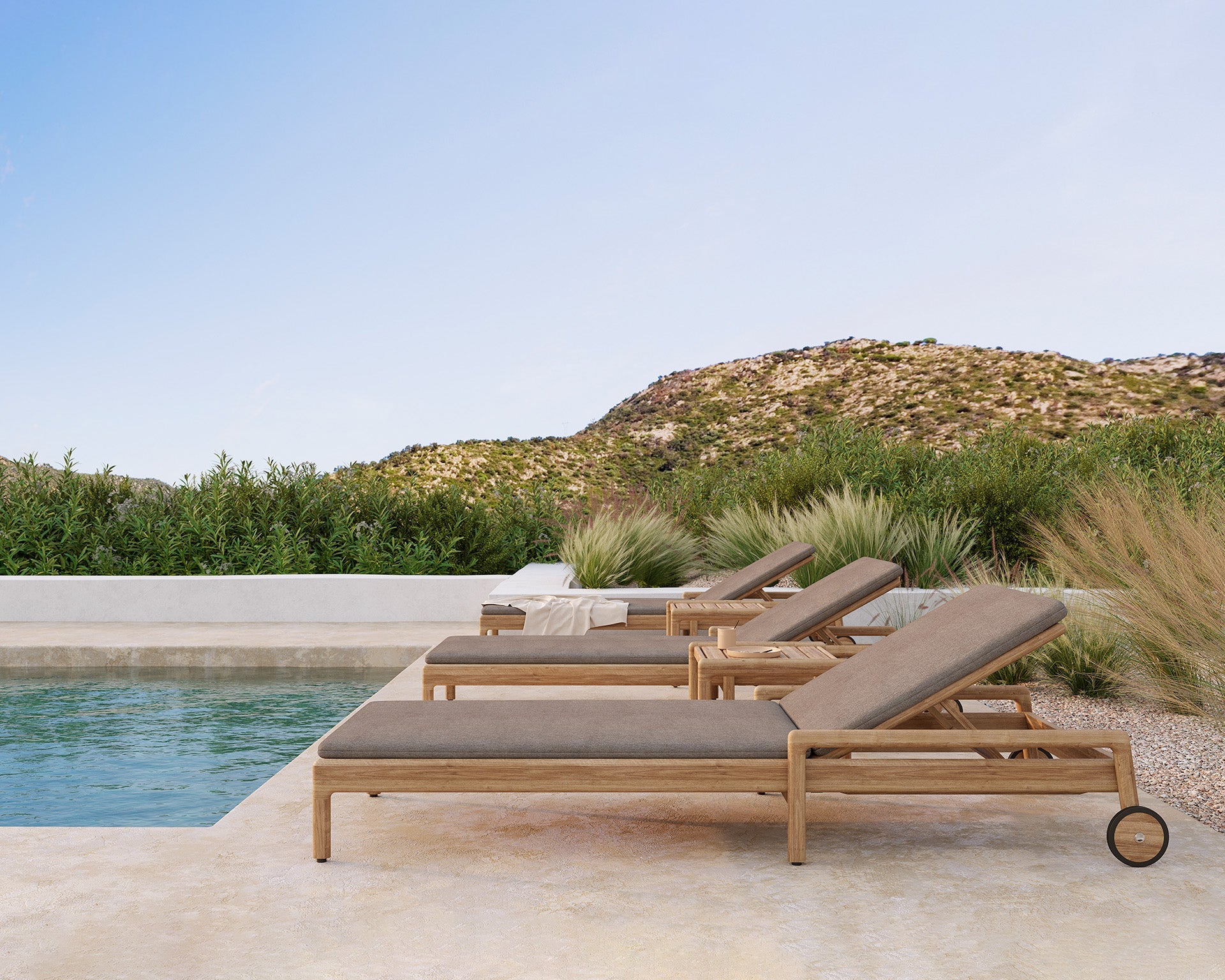 Jack outdoor side table - teak - square White Cliff Studio Outdoor Side Table