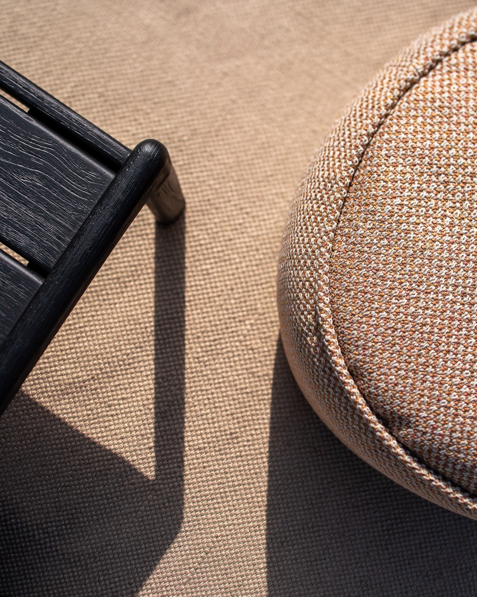 Jack outdoor side table - varnished teak - black - square White Cliff Studio Outdoor Side Table