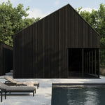 Jack outdoor side table - varnished teak - black - square White Cliff Studio Outdoor Side Table