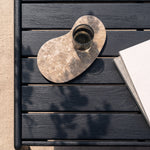 Jack outdoor side table - varnished teak - black - square White Cliff Studio Outdoor Side Table