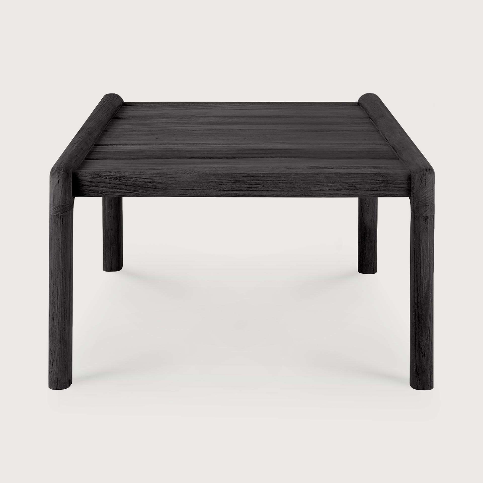 Jack outdoor side table - varnished teak - black - square White Cliff Studio Outdoor Side Table