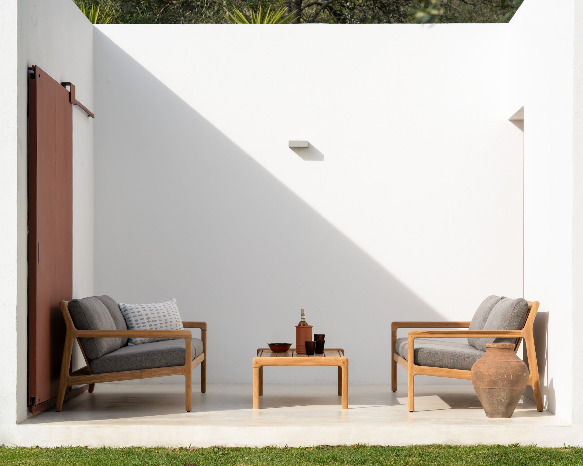 Jack outdoor sofa - teak - Mocha fabric - 2+ seater White Cliff Studio Outdoor Sofa