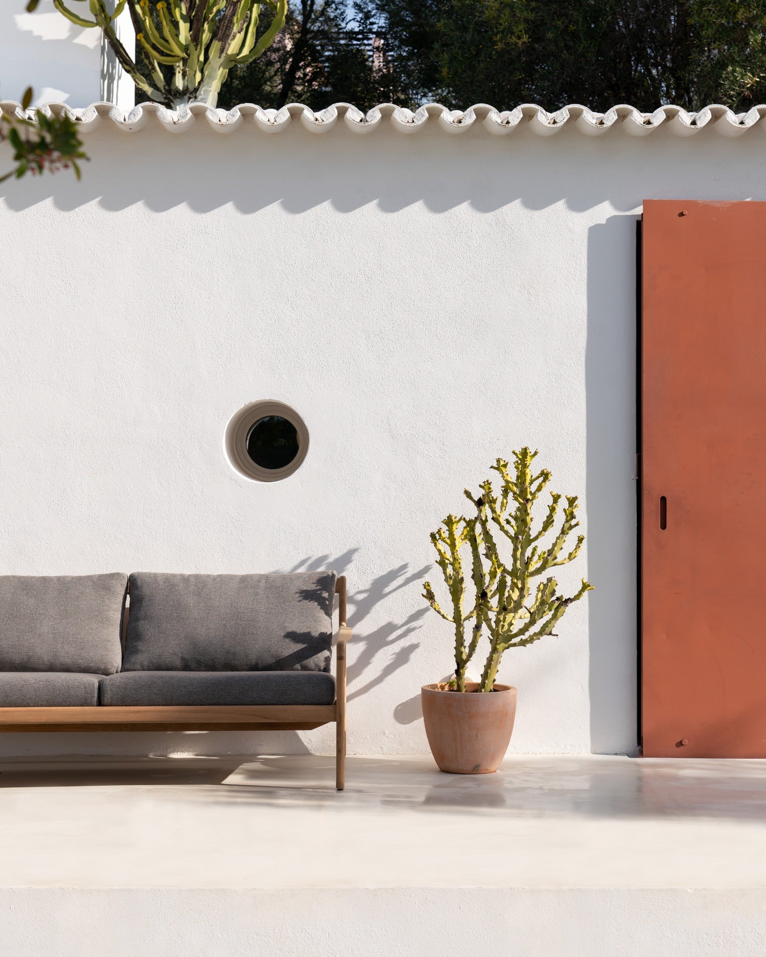 Jack outdoor sofa - teak - Mocha fabric - 2+ seater White Cliff Studio Outdoor Sofa