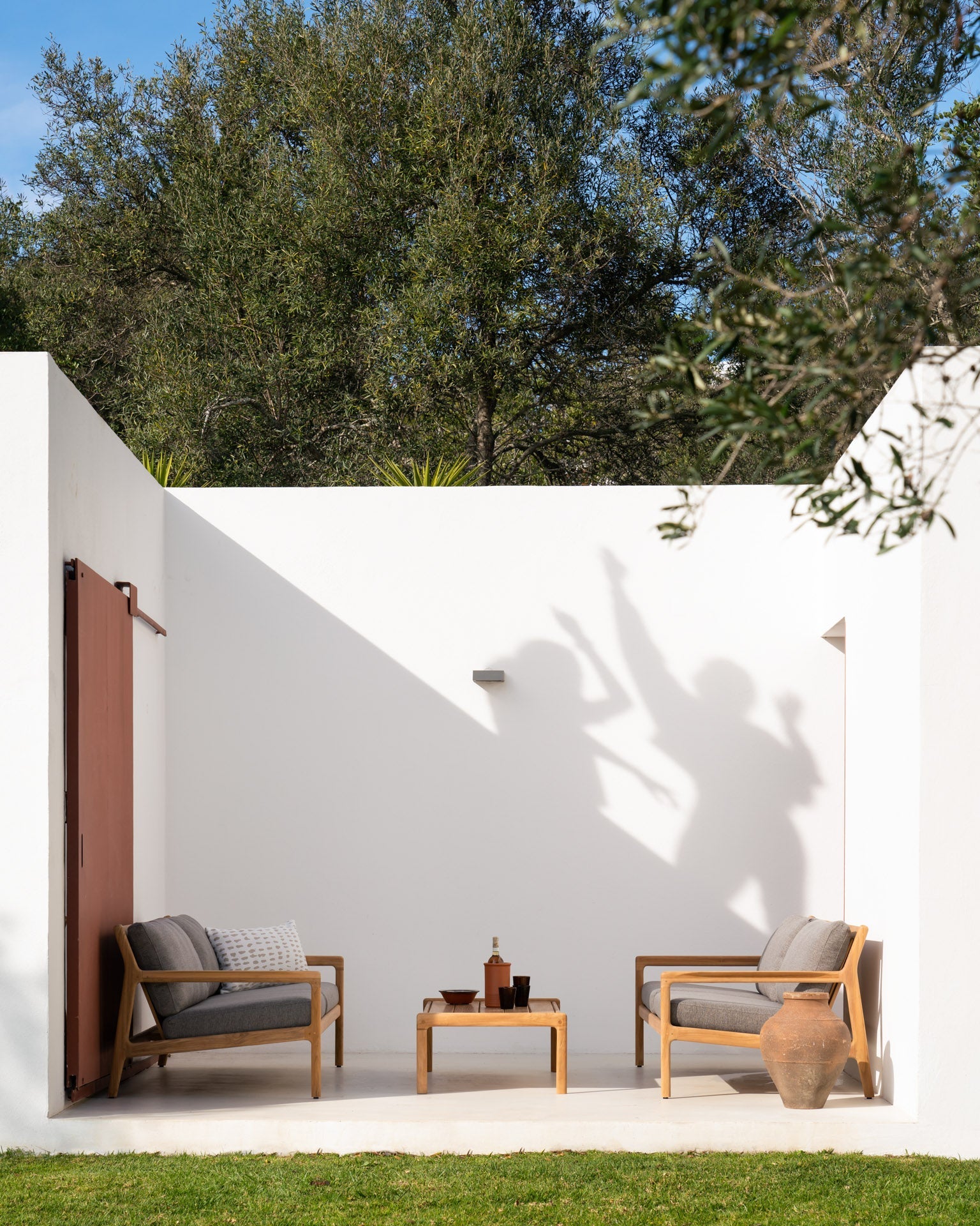 Jack outdoor sofa - teak - Mocha fabric - 2+ seater White Cliff Studio Outdoor Sofa