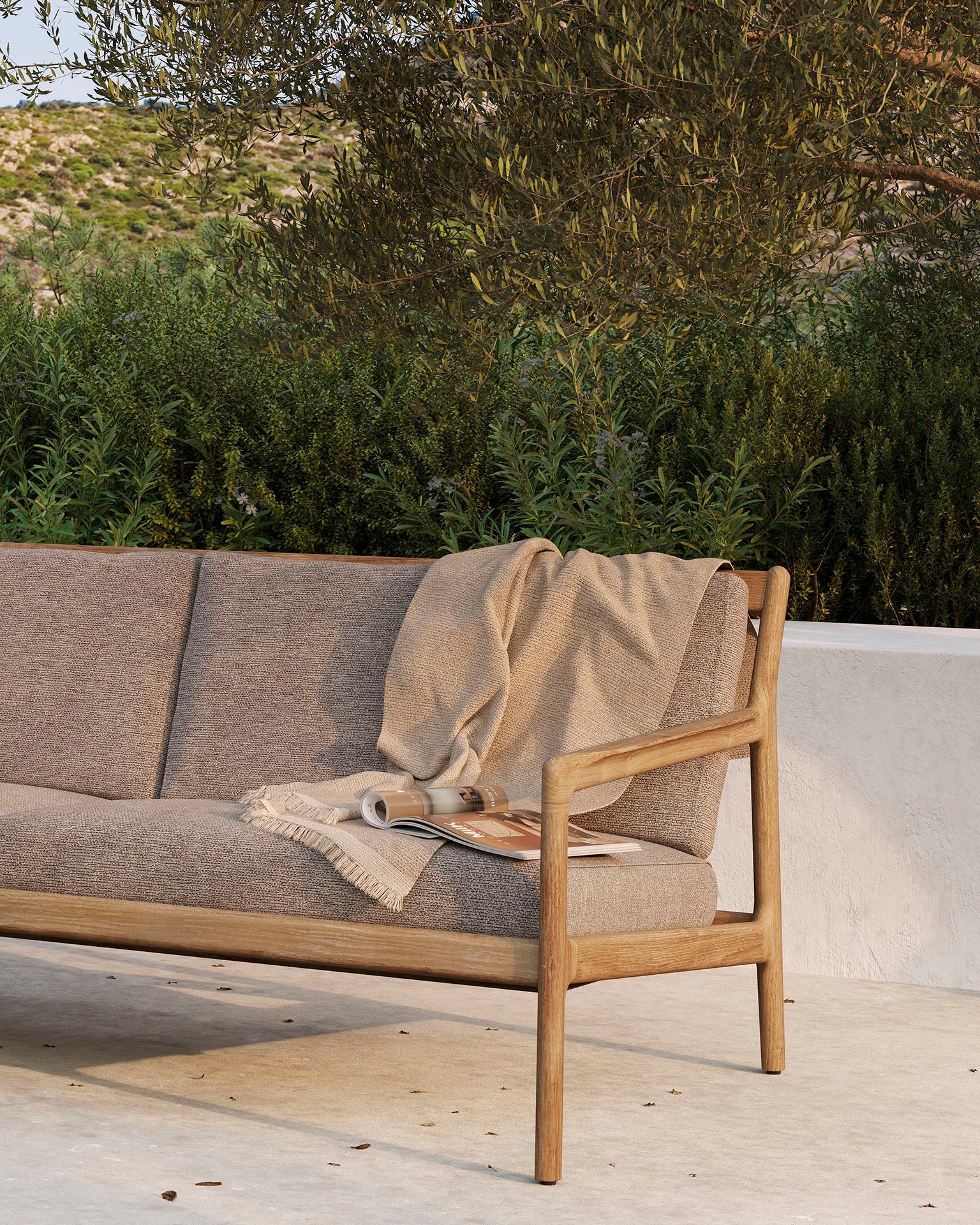 Jack outdoor sofa - teak - Mocha fabric - 2+ seater White Cliff Studio Outdoor Sofa