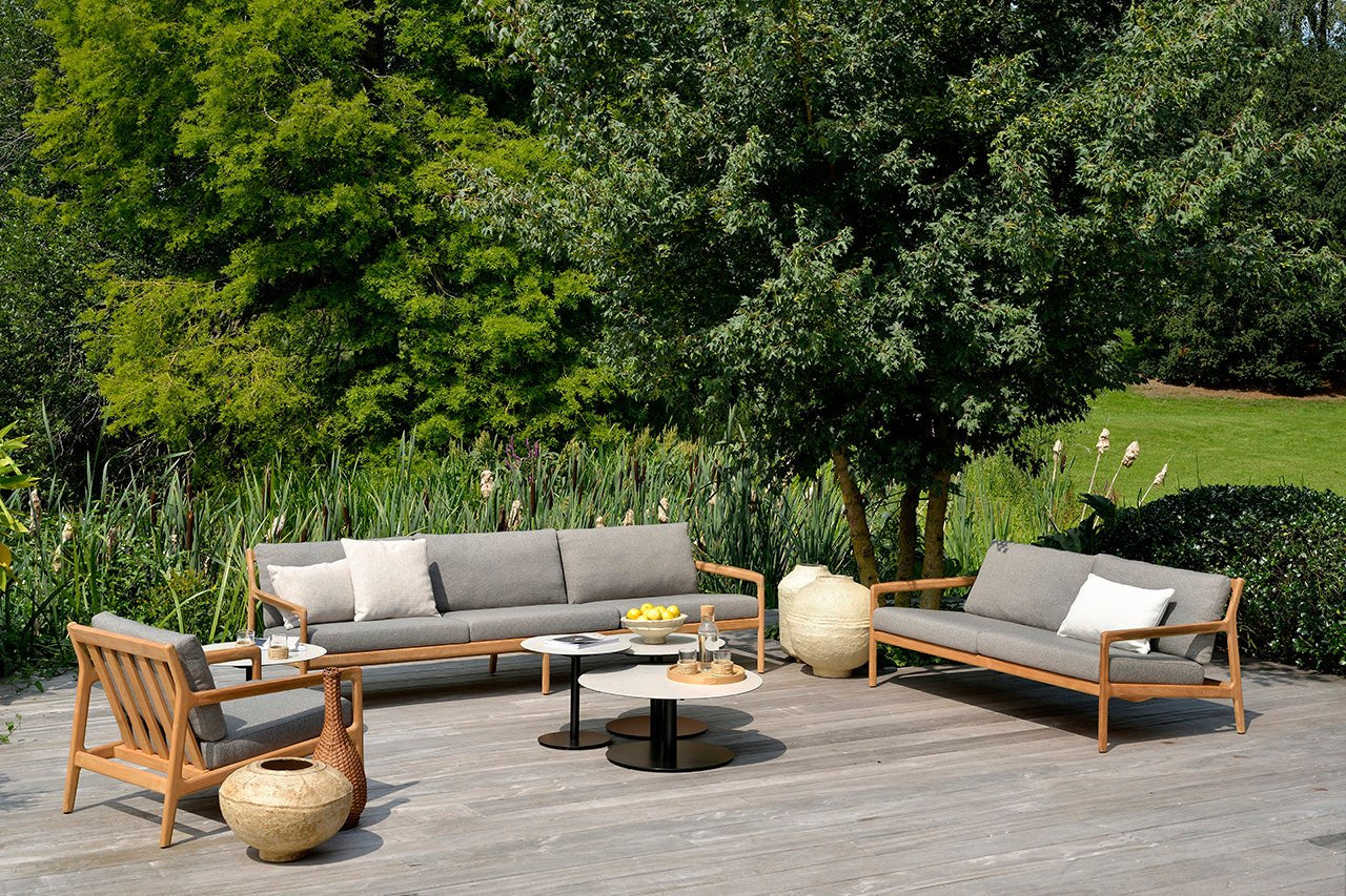 Jack outdoor sofa - teak - Mocha fabric - 3+ seater White Cliff Studio Outdoor Sofa