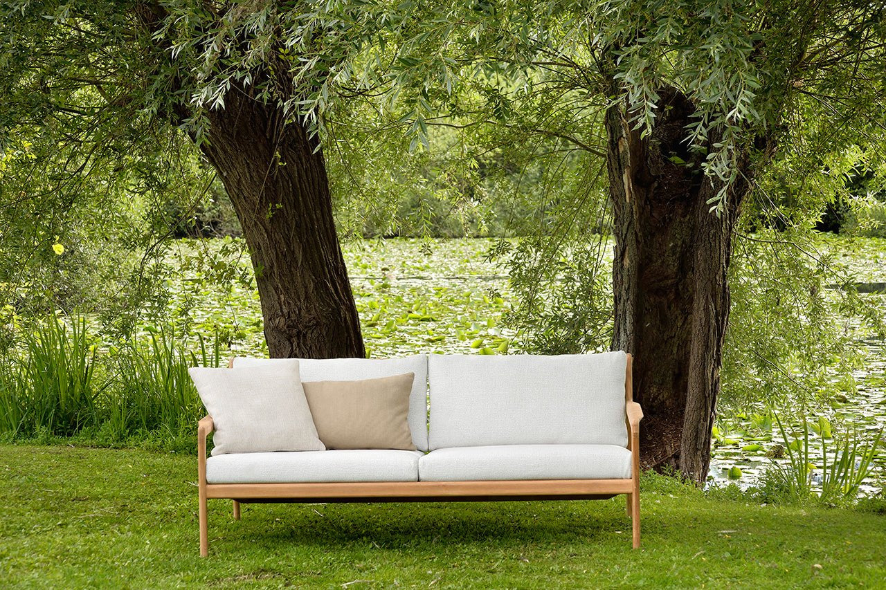 Jack outdoor sofa - teak - Off White fabric - 2+ seater White Cliff Studio Outdoor Sofa