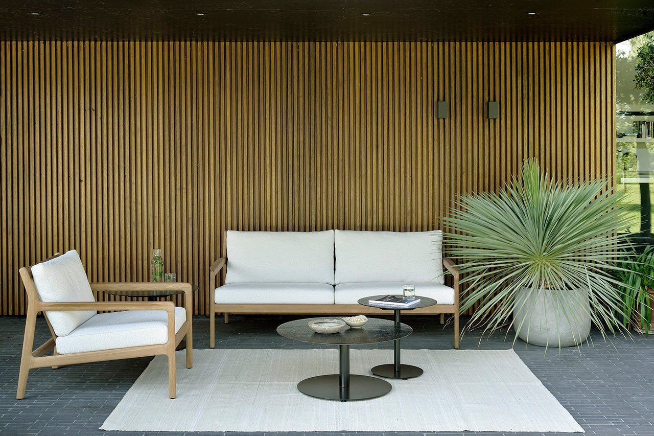 Jack outdoor sofa - teak - Off White fabric - 2+ seater White Cliff Studio Outdoor Sofa