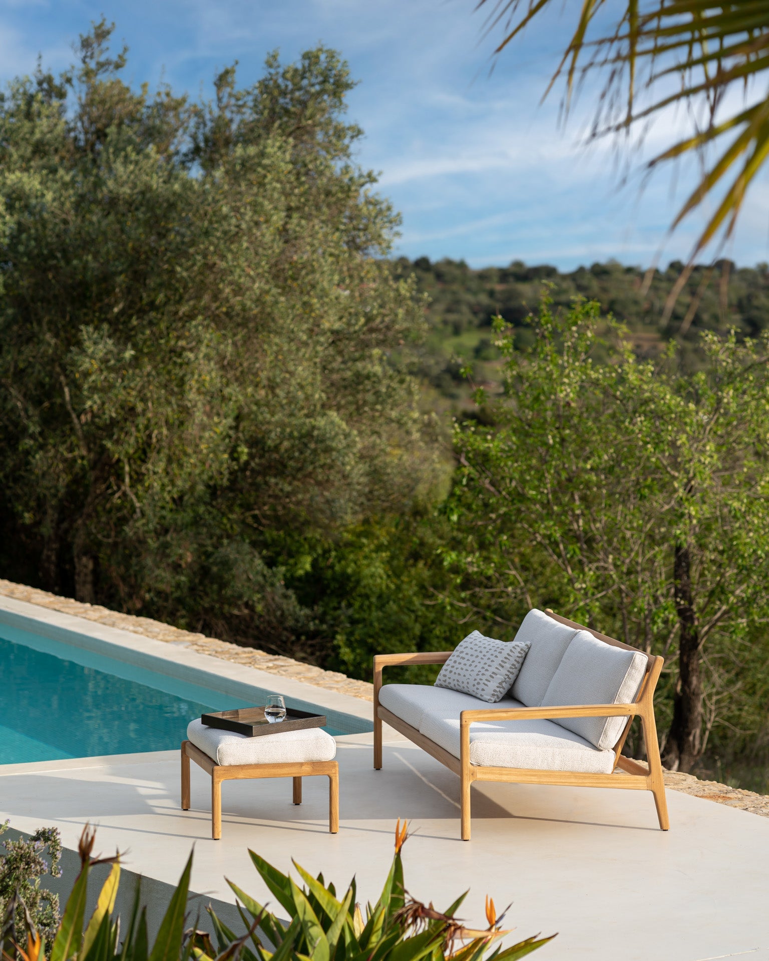 Jack outdoor sofa - teak - Off White fabric - 2+ seater White Cliff Studio Outdoor Sofa