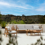 Jack outdoor sofa - teak - Off White fabric - 3+ seater White Cliff Studio Outdoor Sofa