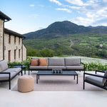 Jack outdoor sofa - varnished teak - black - Burgundy fabric - 2+ seater White Cliff Studio Outdoor Sofa