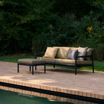Jack outdoor sofa - varnished teak - black - Green fabric - 2+ seater White Cliff Studio Outdoor Sofa